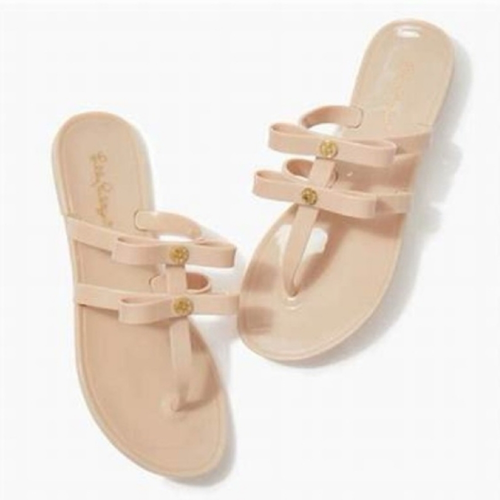Lilly Pulitzer Harlow‎ Jelly Bow Sandals Nude 10